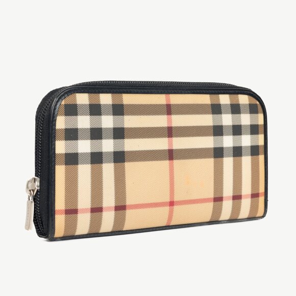 Burberry House-Check Leather-Trim Long Zip Wallet - Picture 2 of 9